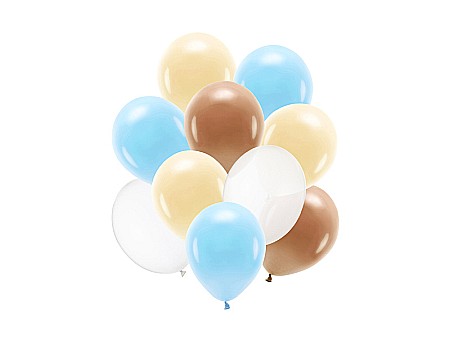 Baloane latex - PD BALOANE Latex balloons set, 27-30cm, pastel sky blue, light peach-clear, mix 10/set ZBL1