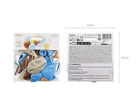 PD BALOANE Latex balloons set, 27-30cm, pastel sky blue, light peach-clear, mix 10/set ZBL1 [2]