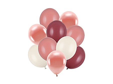Baloane latex - PD BALOANE Latex balloons set, 27-30cm, metallic rose gold, pastel prune-pink, mix 10/set ZBL2