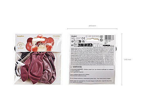 PD BALOANE Latex balloons set, 27-30cm, metallic rose gold, pastel prune-pink, mix 10/set ZBL2 [3]