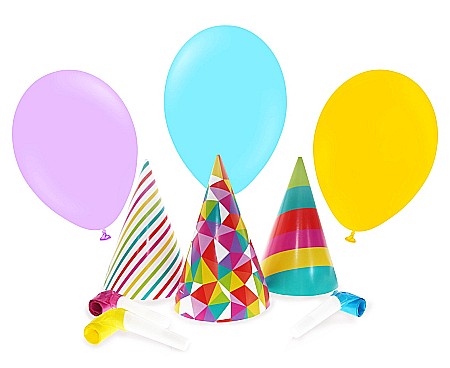 Baloane latex - GOD SET PARTY MIC CU 3 BALOANE, 3 TROMPETE SI 3 COIFURI  PZ-BALM