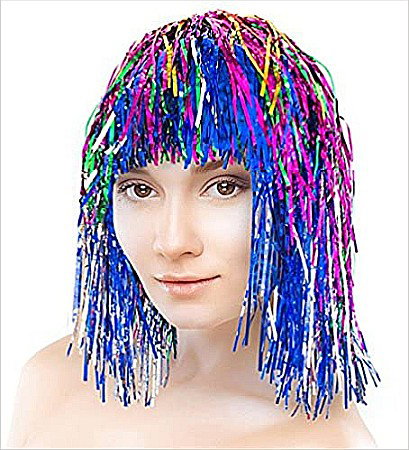 Accesorii costume kids - GOD PERUCA FOLIE ALUMINIU 35CM MULTICOLORA TW/M