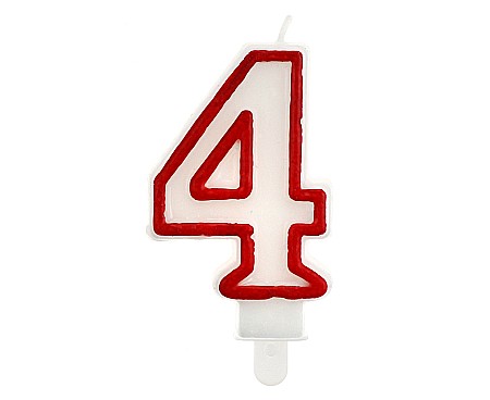 ARTICOLE PARTY - GOD LUMANARI TORT Number 4, red outline, 7cm PF-SCC/4