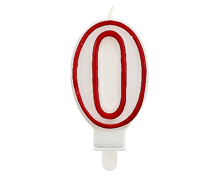 ARTICOLE PARTY - GOD LUMANARI TORT Number 0, red outline, 7cm PF-SCC/0