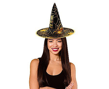 Halloween - GOD PALARIE VRAJITOARE Witch hat with a golden spiderweb, 58cm, one size H-12585-2