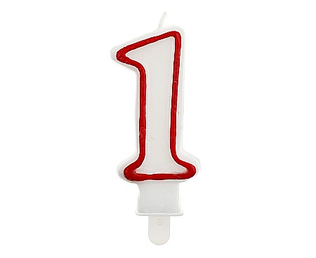 ARTICOLE PARTY - GOD LUMANARI TORT Number 1, red outline, 7cm PF-SCC/1