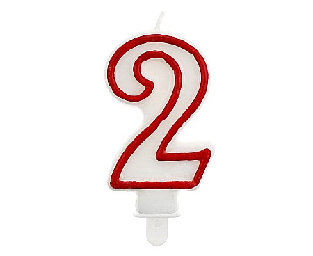 ARTICOLE PARTY - GOD LUMANARI TORT Number 2, red outline, 7cm PF-SCC/2