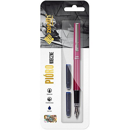 Stilouri si Rollere cu Cerneala - STILOU ZENITH OMEGA CHROME PASTEL + 2 PATROANE CERNEALA CULORI ASORTATE 7590140