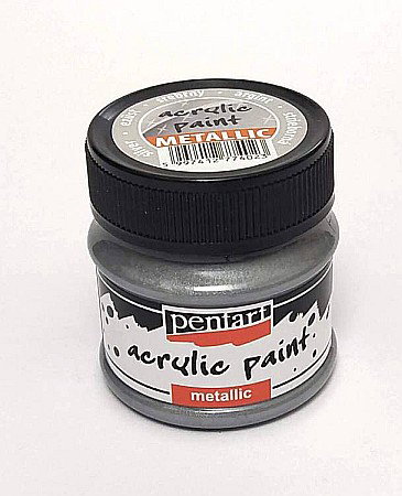 Culori Acrilice Metalizate - Vopsea Acrilică Metalizată Pentart Silver 50ml
