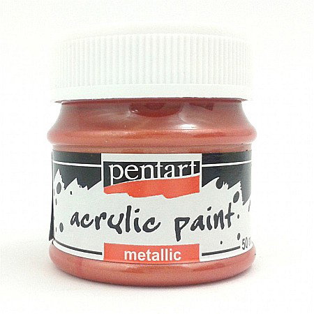 FINE ARTS&GRAPHICS - CA VOPSEA ACRILICA METALIZATA PENTART 50ML ROSU ARAMA 74047
