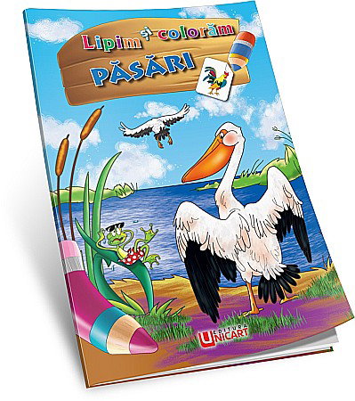 Carti de Colorat pentru copii - UP CARTE COLORAT A4 LIPIM SI COLORAM  PASARI