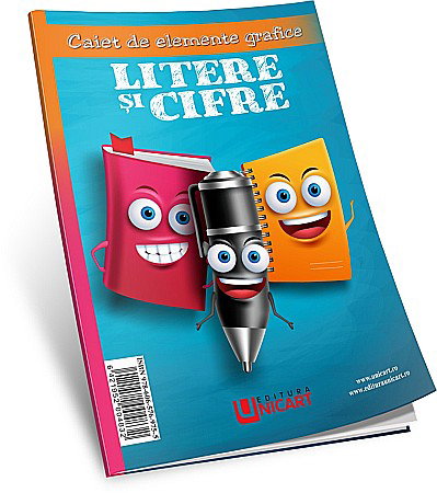 Carti Educative - UP CARTE DE COLORAT 5 LITERE SI CIFRE +CAIET CU ELEMENTE GRAFICE
