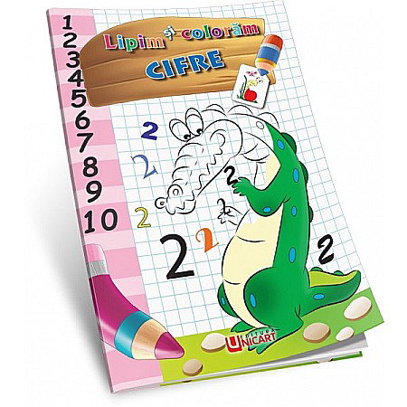 Carti de Colorat pentru copii - UP CARTE COLORAT A4 LIPIM SI COLORAM CIFRE