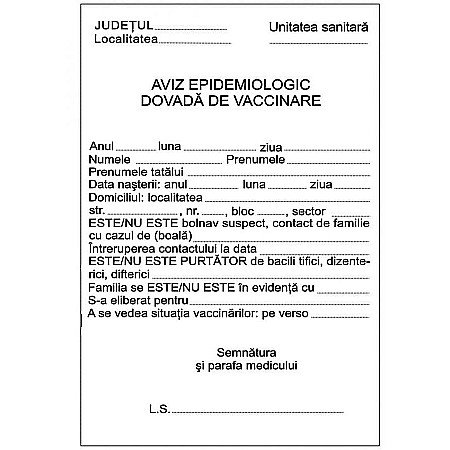 HARTIE PRODUSE DIN HARTIE - GOL AVIZ EPIDEMIOLOGIC A6