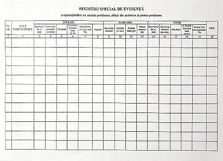 REGISTRU EVIDENTA A METALELOR PRETIOASE [1]