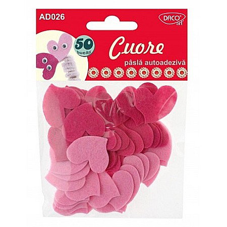 Decoratiuni Fetru - ADA ACCESORII PASLA AD026 INIMI 50 BUCATI 3 CM