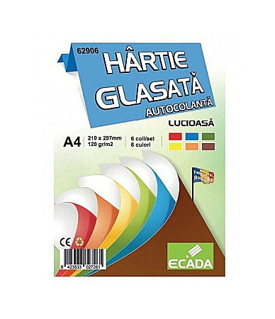 Hartie Creponata, Hartie Glasata - ADA HARTIE GLASATA A4  ECADA AUTOCOLANTA  6/SET 62906