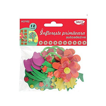 Decoratiuni Moosgummi - ADA MOOSGUMMI DACO INFLORESTE PRIMAVARA 12/SET ADEZIV AD162