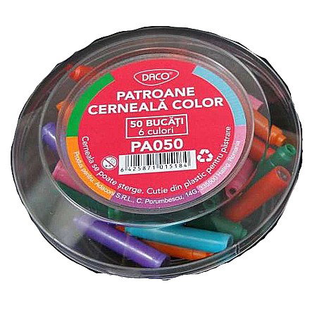 Cerneala Stilouri, Patroane cerneala - ADA PATROANE CERNEALA COLOR DACO 50/SET PA050