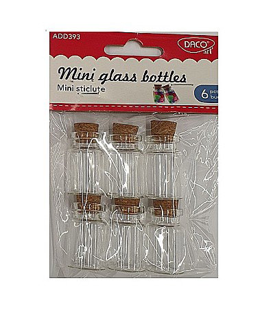 Braduti/ Stelute/ Accesorii impodobit - ADA STICLA CU DOP DE PLUTA DACO 4CM 6/SET AD393