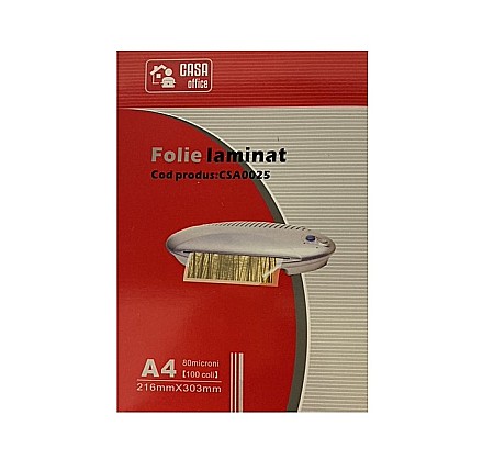 APARATURĂ ȘI PRODUSE DE BIROU - ND FOLIE LAMINAT A4 80 MICRONI CASA 100/SET CSA0025