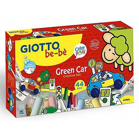 Produse nontoxice destinate copiilor sub 3 ani - SET CREATIV GIOTTO BEBE GREEN CAR JOACA SI DESEN 477500