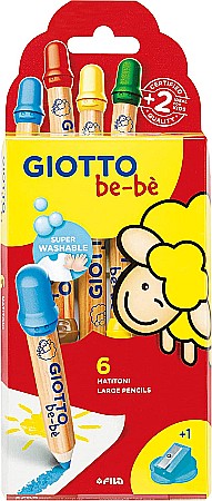 Produse nontoxice destinate copiilor sub 3 ani - CREIOANE COLORATE GIOTTO BEBE CU ASCUTITOARE 6/SET 477600