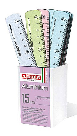 Rigle, echere si raportor plastic - Riglă 15 cm Aluminiu Arda Diverse Culori 17815COLBAR