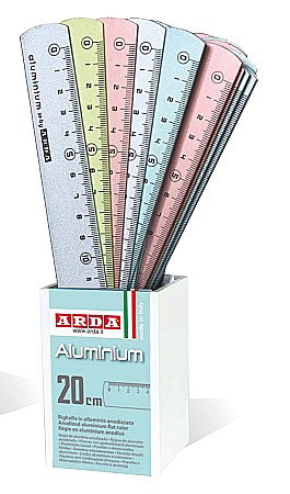 Rigle, echere si raportor plastic - Riglă 20 cm Aluminiu Arda Diverse Culori 17820COLBAR