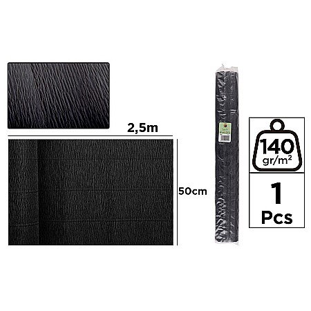 Hartie Floristica - HARTIE CREPONATA FLORISTICA IPB 50*250CM 140GR NEGRU PF902