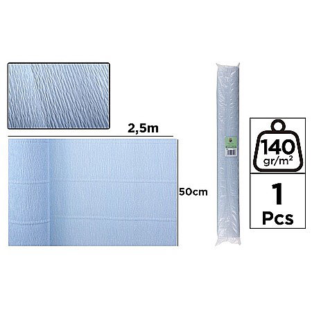 Hartie Creponata, Hartie Glasata - HARTIE CREPONATA FLORISTICA IPB 50*250CM 140GR BLEU PF959
