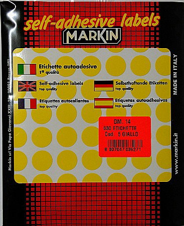 Etichete autoadezive - ETICHETE BULINE 630/SET 14MM GALBEN 2724