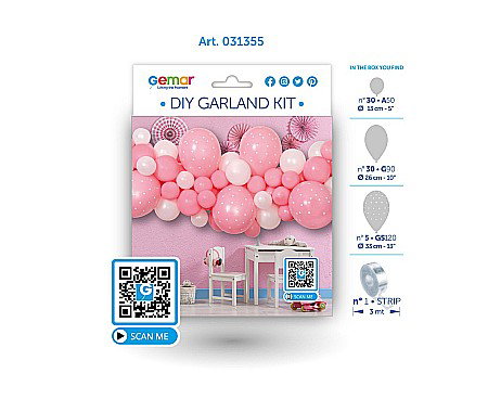 GOD GHIRLANDA DIN BALOANE GEMAR DIY Baby Pink, 2m, 65/set 031355 [2]