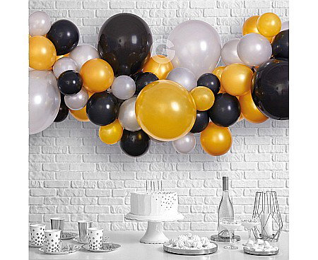 GOD GHIRLANDA DIN BALOANE GEMAR DIY Silver- Gold- Black, 2m, 65/set 031379 [1]