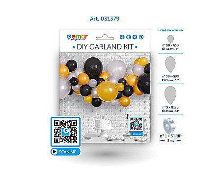 GOD GHIRLANDA DIN BALOANE GEMAR DIY Silver- Gold- Black, 2m, 65/set 031379 [2]
