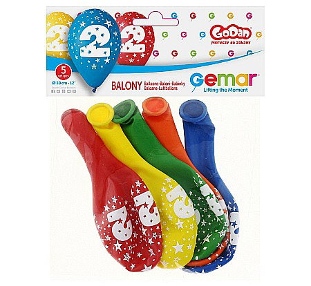 GOD BALOANE LATEX DIGIT PRINT 2 30CM PASTEL MIX 5/SET GS110/2 [1]