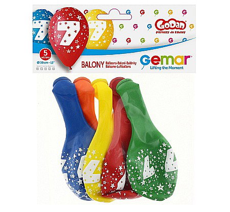 GOD BALOANE LATEX DIGIT PRINT 7 30CM PASTEL MIX 5/SET GS110/7 [1]