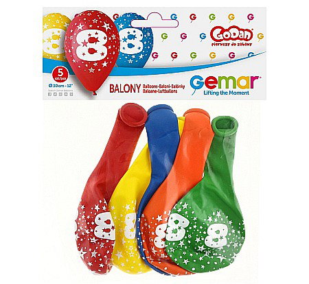 GOD BALOANE LATEX DIGIT PRINT 8 30CM PASTEL MIX 5/SET GS110/8 [1]