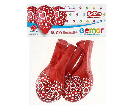 GOD BALOANE LATEX GEMAR HEARTS 30CM ROSII 5/SET GS110/P086 [1]
