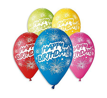 Happy birtday kids - GOD BALOANE LATEX GEMAR HAPPY BIRTHDAY 30CM 5/SET GS110/P041