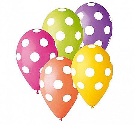 Baloane latex - GOD BALOANE LATEX GEMAR Dots, 30cm, pastel colors, 5/set GS110/P157