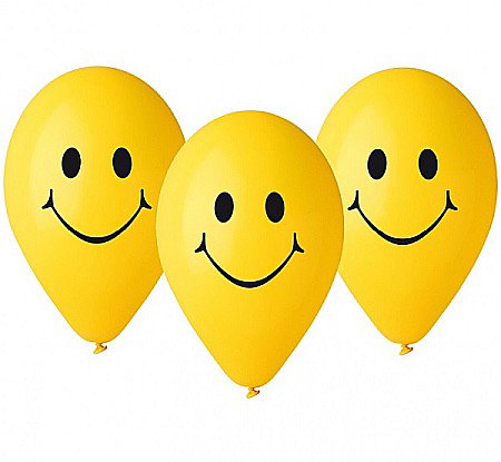 Baloane latex - GOD BALOANE LATEX GEMAR Smilies, 30cm, yellow, 5/set GS110/P178