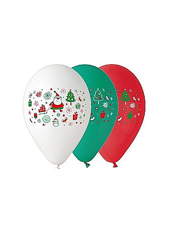 Baloane de Craciun si An Nou - GOD BALOANE Premium Balloons, 30cm, Santa Claus, red green and white 5/set GB/PG24