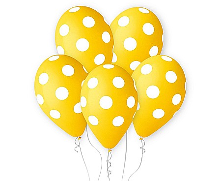 Baloane latex - GOD BALOANE LATEX GEMAR Dots, 30cm, yellow, 5/set GS110/P157/03