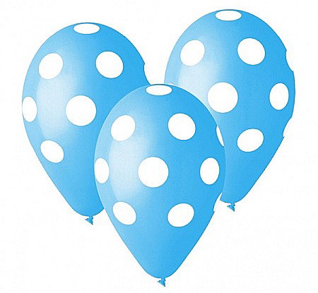 Baloane latex - GOD BALOANE LATEX GEMAR Dots, 30cm, sky blue, 5/set GS110/P157/09