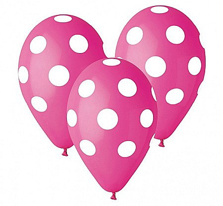 Baloane latex - GOD BALOANE LATEX GEMAR Dots, 30cm, pink, 5/set GS110/P157/07