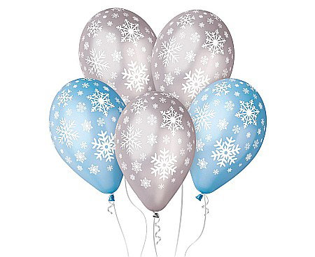 Baloane de Craciun si An Nou - GOD BALOANE Premium Balloons "Snow flakes", metallic, 30cm 5/set GMS110/P141