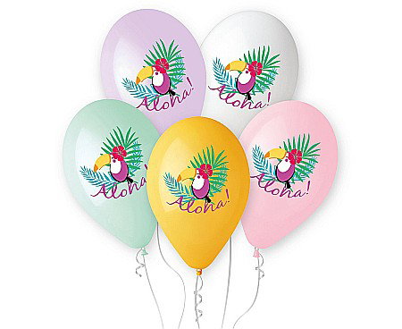 Baloane latex - GOD BALOANE Premium helium balloons "Toucan - Aloha", 33cm, mix 5/set GS120/786