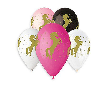 Baloane latex - GOD BALOANE LATEX GEMAR GOLD UNICORN 33CM 5/SET GS120/ZJ