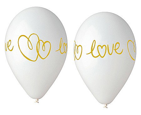 GOD BALOANE LATEX GEMAR LOVE WHITE 33CM 5/SET GS120/LV [0]